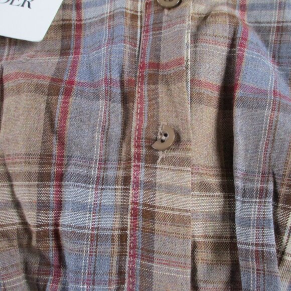 Cider Cotton Plaid Mini Skirt Set Women XS Brown Plaid Two Piece Outfit Collared - Picture 5 of 10